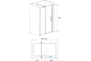 Душевая дверь RGW Tornado 140х195 профиль черный стекло прозрачное - 2