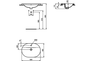 Раковина встраиваемая Ideal Standard Connect 62 белый - 3