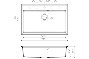 Мойка кухонная Omoikiri Daisen 77-BL черная - 2