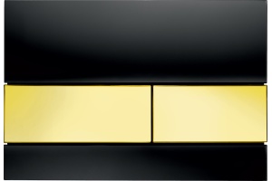 Кнопка смыва TECE Square 9240808 черное стекло, кнопка золото