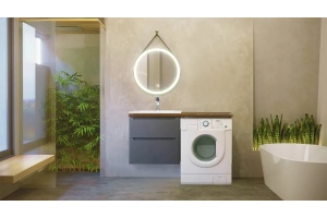 Мебель для ванной Jorno Wood 120, серая, подвесная, под стиральную машину - 3