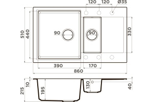 Мойка кухонная Omoikiri Daisen 86-2-BE ваниль - 2