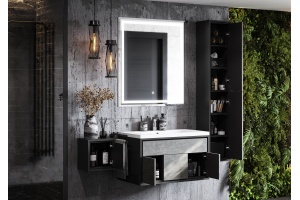 Комплект мебели Aquaton Уэльс 80 серый-черный матовый - 3