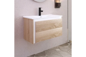Тумба под раковину Sanvit Линк 80 светлое дерево - белый глянец