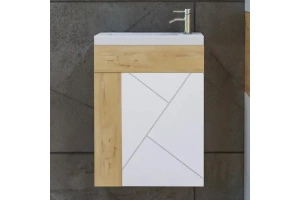 Тумба раковины Бриклаер Кристалл 40 белая матовая/дуб бунратти (4627125416057)