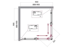 Душевой уголок BelBagno Uno 90х90 черный, матовый (UNO-195-A-2-90-P-NERO) - 2