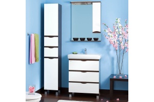 Зеркало-шкаф Бриклаер Токио 70 R венге, белый глянец - 2