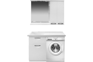 Тумба для комплекта Misty Куба 60 белая, под стиральную машину, с бельевой корзиной - 2