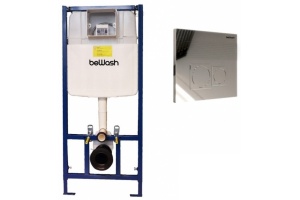 Комплект инсталляции beWash Bona с кнопкой смыва хром глянец