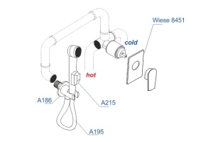 A84095 Встраиваемый комплект для биде со шлангом 150 см - 3
