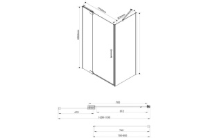 Душевой уголок Vincea Extra 110х80 профиль черный стекло тонированное  - 3