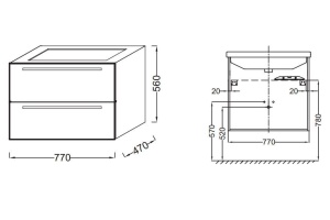 Тумба под раковину Jacob Delafon Struktura 77 см (EB1285-N18) - 2