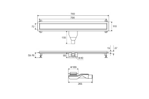 Душевой лоток Excellent Stilio 70 под облицовку плиткой золото - 3