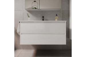 Тумба под раковину подвесная Sancos Libra 100 белая глянцевая - 2