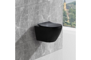 Унитаз подвесной Esbano Amapola с сиденьем микролифт, черный матовый (ESUPAMAPBM) - 3