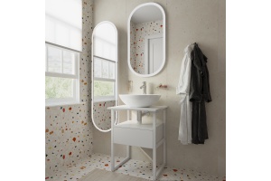 Тумба с раковиной DIWO Элиста 60 белый мрамор с раковиной Moduo 55 Leaf - 3