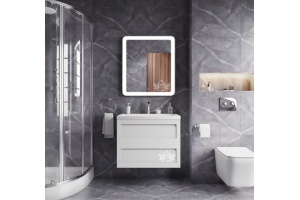 PLATINO База под раковину подвесная с двумя выкатными ящиками, Белый матовый AM-Platino-580-2C-SO-BM