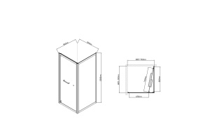 Душевой уголок Vincea Stile 90х90 правый черный стекло прозрачное - 2
