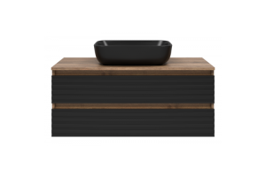 Тумба под раковину Brevita Dakota 100 дуб галифакс олово, черный кварц (DAK-09100-19/02-2Я)