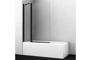 Шторка на ванну Wasserkraft Berkel 110х140 профиль черный стекло прозрачное