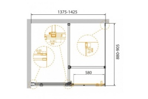 Душевой уголок Cezares Stream 140х90 хром (STREAM-AH-1-140/90-C-Cr) - 2