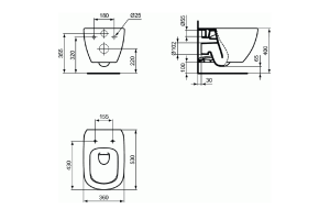 P386801 Промо-комплект T007901 TESI  Подвесной унитаз,  T352701 TESI Тонкое сидение и крышка SC, R0309AA Пневматический промо-набор) - 2