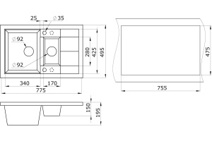 Мойка кухонная Paulmark Feste 77.5 белый матовый - 3