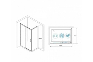 Душевой уголок RGW Leipzig LE-41-1 100х90 профиль хром стекло прозрачное - 3