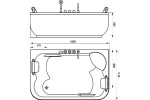 Акриловая ванна Gemy 180х116 с гидромассажем (G9085 K R) - 3