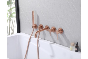 Смеситель для ванны встраиваемый Abber Wasser Kreis розовое золото - 2