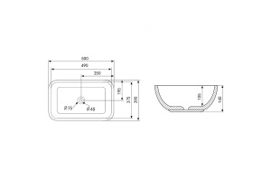 Накладная раковина Abber Rechteck 50 серая матовая - 2