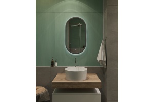 Зеркало DIWO Казань 45 серое, с подсветкой, овальное, в стиле лофт, сенсорное управление - 2