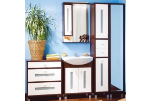 Мебель для ванной Бриклаер Бали 60 венге, белый глянец