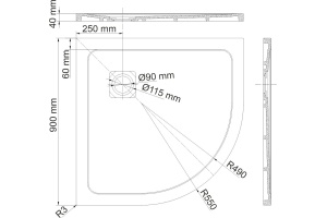 Поддон для душа Wasserkraft Rhin 44T01 90x90 - 2