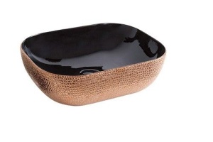 Раковина накладная CeramaLux NC 46 см черный/золото (D1333H022)