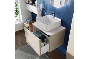 Тумба с раковиной STWORKI Ноттвиль 60 бежевый шелк, без отверстия под смеситель - 3