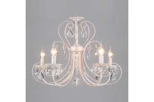 Подвесная люстра Eurosvet Alda 3305/5 белый с золотом/прозрачный хрусталь Strotskis