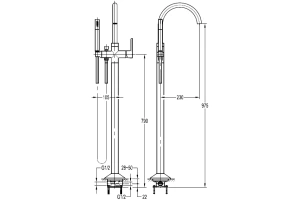Смеситель напольный для ванны Cezares Eco золото, глянцевый (ECO-VDP-BORO) - 2
