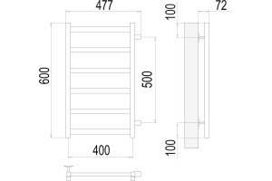 Водяной полотенцесушитель Terminus Аврора П6 400x600 Хром боковое подключение - 3