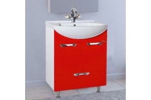 Тумба с раковиной Bellezza Альфа 55 красная с нижним ящиком