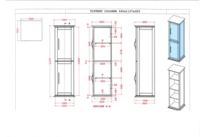 Шкаф-пенал Cezares Tiffany 37х117 Grigio Nuvola (55247) - 2
