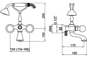 Смеситель для ванны Webert Karenina золото (KA720201010) - 2