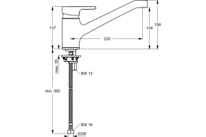 Смеситель для кухонной мойки Ideal Standard Active хром (B8079AA) - 3