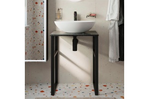 Консоль DIWO Элиста 60 чёрный мрамор, с раковиной Moduo 55 Leaf