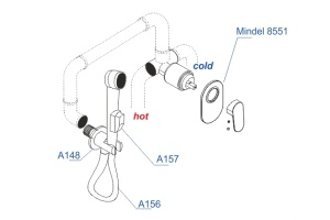 [ВЫВОД ИЗ АССОРТИМЕНТА] A85056 Встраиваемый комплект для биде для биде со шлангом 150 см - 3