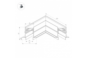 Коннектор угловой для магнитного шинопровода Arlight MAG-CON-4560-FDW-L90 (BK) 034681 - 2