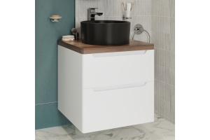 Тумба с раковиной STWORKI Берген 60 белая с темной столешницей, BOCCHI Vessel черная - 2