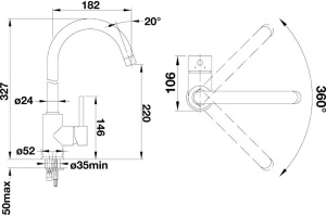 Смеситель для кухонной мойки Blanco Mida серый (524203) - 2