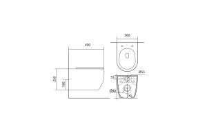 AQ1106-00 ЕВРОПА Унитаз подвесной безободковый 490*360*250мм, тонкое сиденье с механизмом плавного закрывания, крепеж - 2