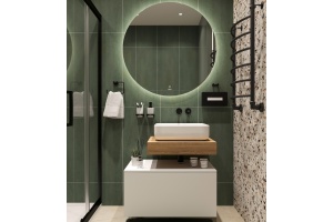 Столешница STWORKI Ольборг 60 дуб французский, без отверстий, с тумбой 80, с раковиной STWORKI Soul 1 белой - 2